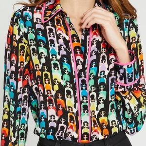 Alice + Olivia Multicolor Graphic Button Down Shirt